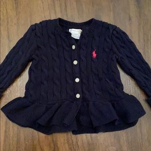 Baby girls cable cardigan with ruffle